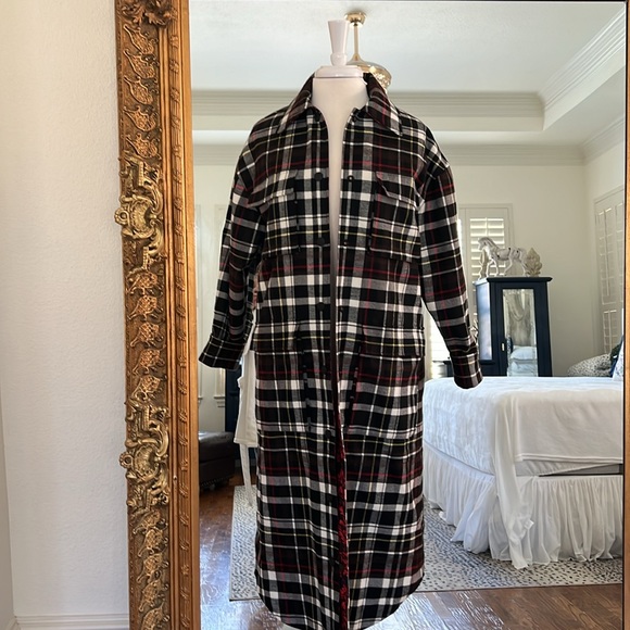 Alice + Olivia Women's White Zazie Plaid Printed Reversible Coat Jacket Size S - Picture 8 of 13
